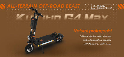 Kukirin g4 max off-road electric scooter 2*1600w engine 60V 35.2 Ah 95km maximum range 86 km/h maximum speed front and rear piston oil brake